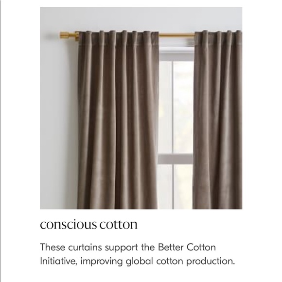 2 West Elm Cotton Velvet Curtains 48x108 Mocha - Picture 2 of 11